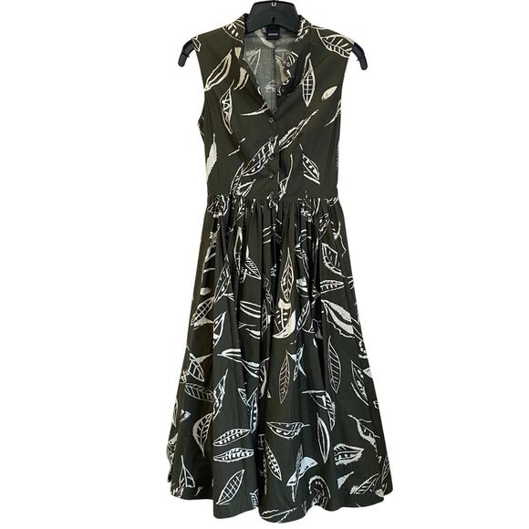 Aspesi Dresses & Skirts - Aspesi Green Leave Printed Midi Length A-Line Dress Size 40